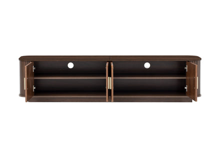 70" TV Stand With Ample Storage, Refined Curved Corners - Dark Brown