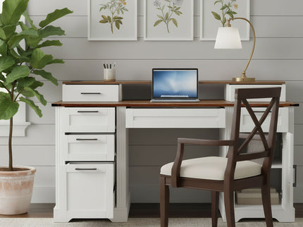 Office Desk With Charging Station & Storage Cabinet