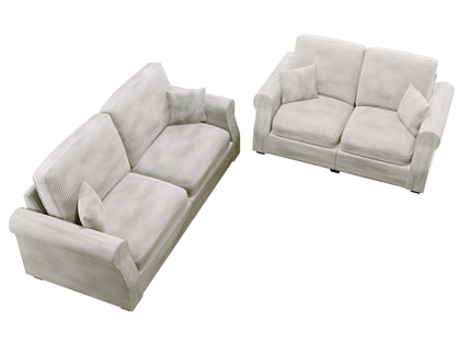 Contemporary 2 Piece Sofa Set With Matching Pillows