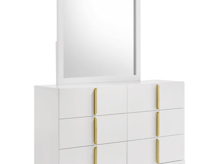 Lauryn - 6 Drawer Dresser With Mirror - Gloss White