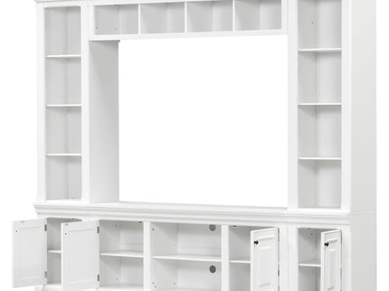 TV Stand With Hutch, Large Entertainment Center With Adjustable Shelves