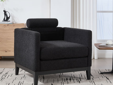 Wide Modern Farmhouse Performance Accent Chair With Legs, Wood Base