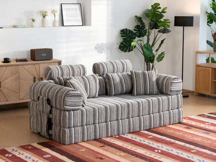 Convertible Sleeper Sofa Bed With High Density Compressed Sponge, Upholstered Couch For Living Room