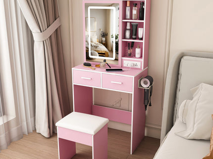 Small Makeup Vanity Desk With Adjustable LED Lights