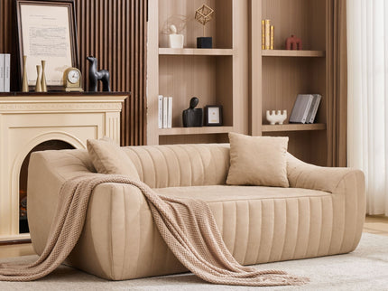 Oversized 2 Seater Loveseat With 2 Decor Throw Pillows, Deep Seat Sofa For Living Rooms