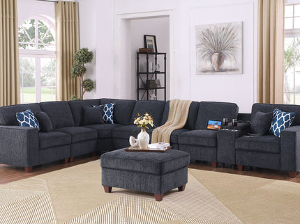 Lily - Sectional Sofa With Ottoman - Black