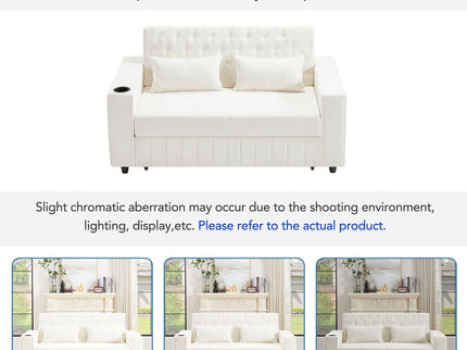 Pull-Out Sofa Bed Convertible Couch With Adjustable Backrest For Living Room