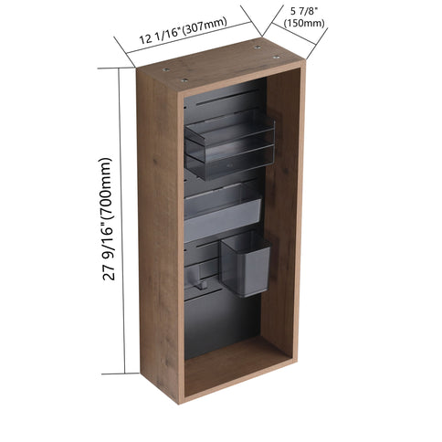 Wall Mounted Storage Cabinet With 4 Diy Accessories - Imitative Oak