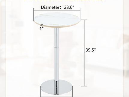 Circular Bar Table - White / Silver
