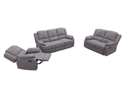 3 Piece Reclining Sofa Set With 150° Deep Recline, 3 Seat Couch, Loveseat & Single Recliner - Gray