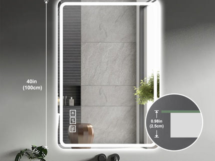 LED Bathroom Mirror Vanity Mirrors With Front Lights Wall Mounted Anti-Fog Frameless Make Up Mirror With Light Copper Free Silver Mirror Horizontal Or Vertical - Silver
