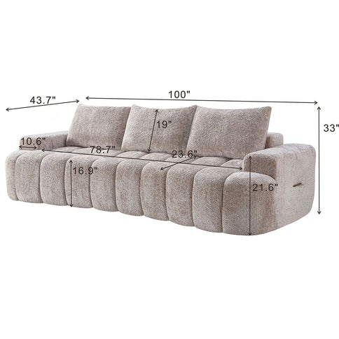 Extra Large Curved Front Compressed Sectional Sofa