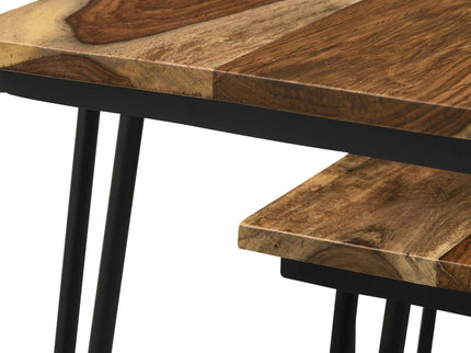 3 Piece Nesting Table With Hairpin Legs - Brown
