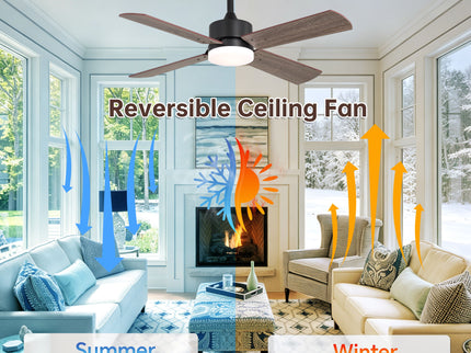 42" Ceiling Fan With Light And Memory Function, DC Reversible Motor, 4 Blades