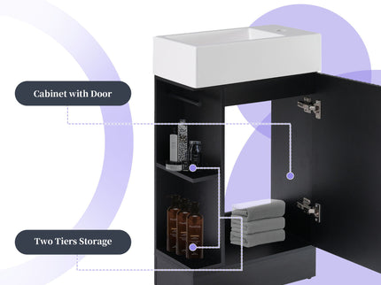 Modern Bathroom Vanity With Sink And 2 Tier Shelf