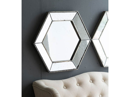 Hexagon Wall Mirror With Contemporary Glass Design, Home Decor Accent Mirror For Living Room, Entryway, Bedroom