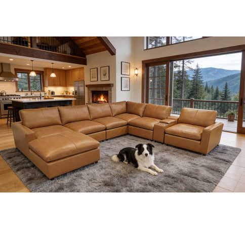 Large Seating Modular Upholstered Sectional