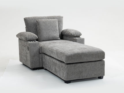 Modern Oversized Chair With Ottoman, Cupholders And USB Charging Ports