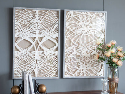 Leaf Shadow Box Wall Decor (Set of 2) - White / Gray