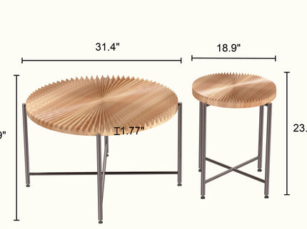 Radial - Pattern Coffee And End Table Set Waterproof Cover, Distressed Cylindrical Design (Set of 2)