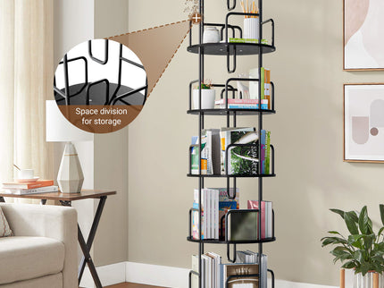 Rotating Bookshelf Tower 5 Tier Spinning 360 Degree Revolving Storage Shelf
