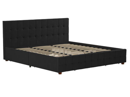 King Upholstered Bed With Storage - Black