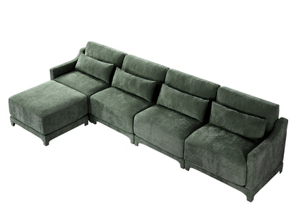 Stylish Sofa With Ottoman And Lumbar Pillows, Ergonomic Design