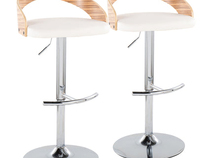 Grotto - Contemporary, Adjustable Barstool With Swivel With Rounded T Footrest (Set of 2)