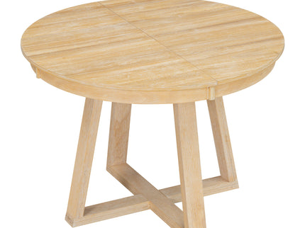 Dining Set With Leaf Round Table And 4 Upholstered Chairs