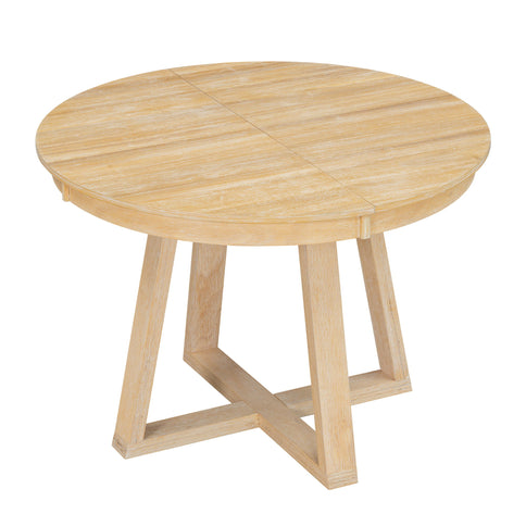 Dining Set With Leaf Round Table And 4 Upholstered Chairs