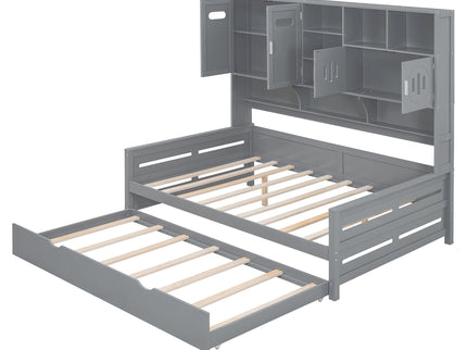 Daybed With All-In-One Cabinet And Shelf