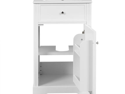 20" Bathroom Vanity With Sink, Soft Closing Cabinet Door, Adjustable Shelf & Storage Rack - White