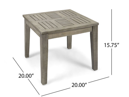 Dexterity - Outdoor Square Side Table With Wood Frame - Gray