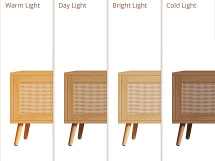 TV Stand With Storage & Cable Holes - Natural Wood