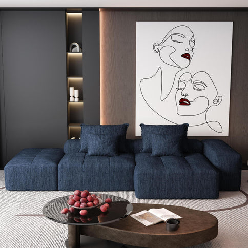 Modern Oversized Diy Combination Modular Sectional Sofa & Pillows
