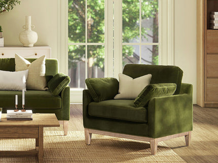 Pasadena - Wide Modern Farmhouse Accent Arm Chair - Olive Green