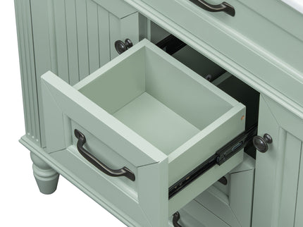 Bathroom Vanity With Sink, Flip-Out Top Drawer, Soft Close Doors, 2 Storage Drawers