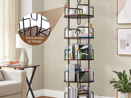 Rotating Bookshelf Tower 5 Tier Spinning 360 Degree Revolving Storage Shelf