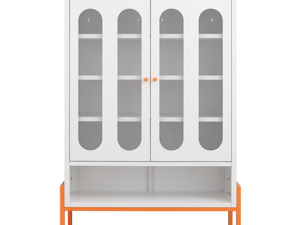 Modern Metal Shoe Cabinet With DoublebSided Doors And Adjustable Partitions