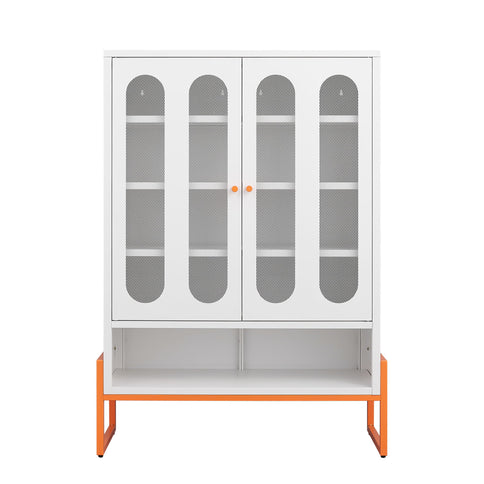Modern Metal Shoe Cabinet With DoublebSided Doors And Adjustable Partitions
