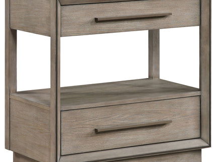 Prescott - 2 Drawers Nightstand With Open Shelf - Taupe