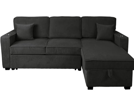 Convertible Sectional With USB / USB - C Port, Storage Chaise, Pull-Out Bed