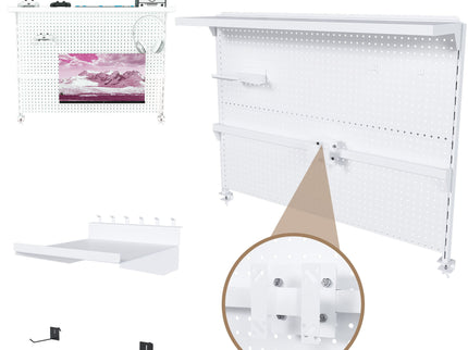Clamp On Desk Pegboard With Single Monitor Stand