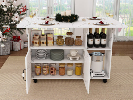 Multi Functional Folding Table With Storage Shelves And Wheels
