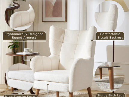 Accent Chair With Birch Wood Legs - White