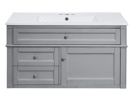 Modern Wall Mounted Floating Cabinet With Double Drawer And Sink