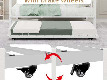 Bunk Bed For Kids, Convertible Frame With Ladders & Guardrail