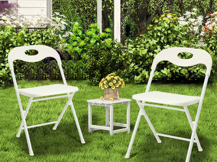 Folding Chairs, Stackable & Waterproof (Set of 4) - White
