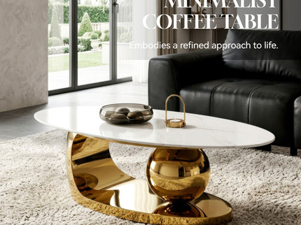 Oval Coffee Table With Geometric Precision