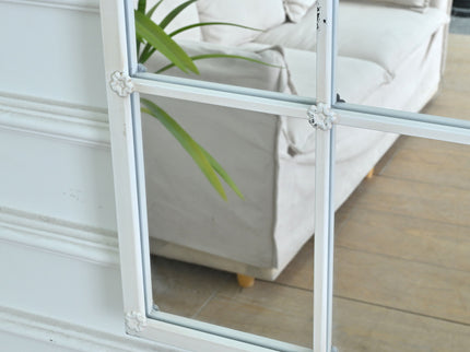 Handmade Arched Mirror, Windows Design For Entryway - White